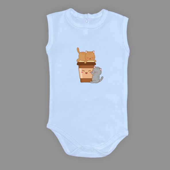 Baskılı Kahve Seven Kediler Bebek Çıtçıtlı Body - 7