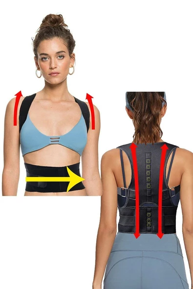 Unisex Siyah Manyetik Kamburluk Önleyici Ortopedik Korse Manyetik Spor Medikal Dik Duruş Korsesi - Resim 2