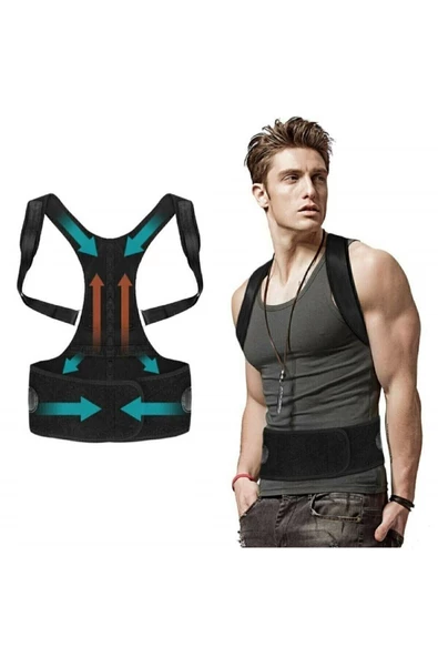 Unisex Medikal Kamburluk Önleyici Dik Duruş Korsesi Siyah Manyetik Bel Sırt Ağrısı Yardımcı Korse - Resim 3