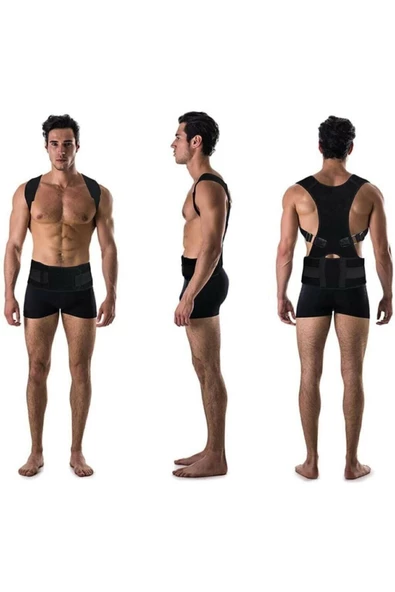 Unisex Siyah Kamburluk Önleyici Manyetik Medikal Ortopedik Korse Profesyonel Sporcu Dik Duruş Korse - Resim 5