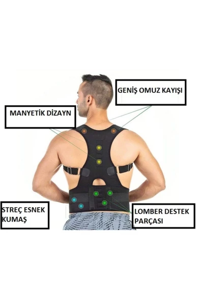Dik Duruş Mıknatıslı Manyetik Kamburluk Önleyici Unisex Kifoz Skolyoz Sırt Bel Ağrısı Medikal Korse - Resim 5