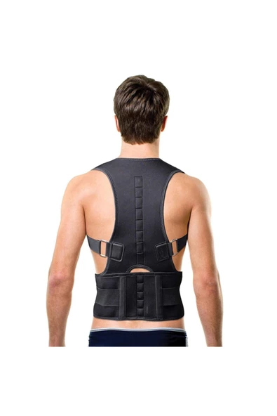 Dik Duruş Korsesi Siyah Kamburluk Önleyici Sırt Unisex Siyah Medikal Korse Ortopedik Korse - Resim 4