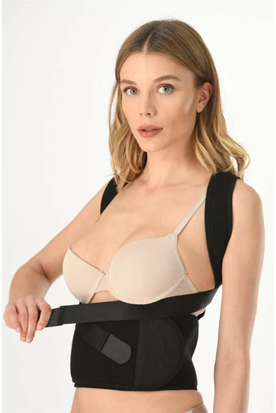 Unisex Siyah Kamburluk Önleyici Manyetik Medikal Ortopedik Korse Profesyonel Sporcu Dik Duruş Korse - Resim 4