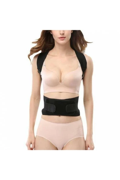 Dik Duruş Korsesi Siyah Kamburluk Önleyici Sırt Unisex Siyah Medikal Korse Ortopedik Korse - Resim 2