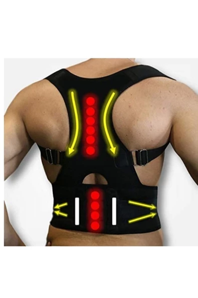 Dik Duruş Mıknatıslı Manyetik Kamburluk Önleyici Unisex Kifoz Skolyoz Sırt Bel Ağrısı Medikal Korse - Resim 2