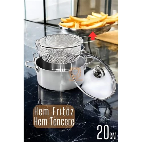 Transformacion  Fritözlü Tencere Multi Kullanım Çelik 20 CM Patates Kızartma Tenceresi 720926