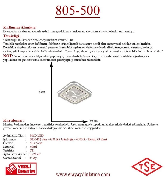 Eray Aydınlatma 805-50 Plofonyer Led Avize - Resim 3