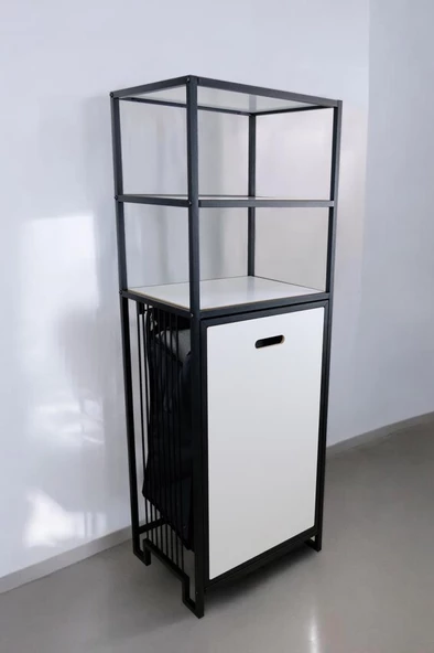 Digithome Metal Kirli Sepetli 3 Raflı Çok Amaçlı Banyo Düzenleyici Raf Organizer Siyah/Beyaz – MRS-012 C1-1-369 - 4