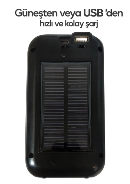 Güneş Panelli Handy Power Bank Özellikli Fener Işıldak 32 Süper Smd Ledli El Feneri Ev Kamp Outdoor Aydınlatma - 4