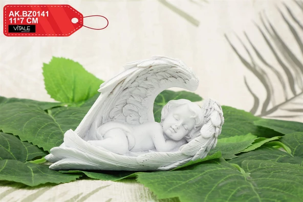 Uyuyan Kanatlı  Melek Biblo  10cm Polyester - 4