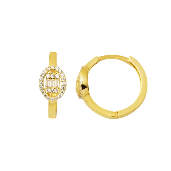 Baget Model Sarı Altın Halka Küpe ürün görseli 1