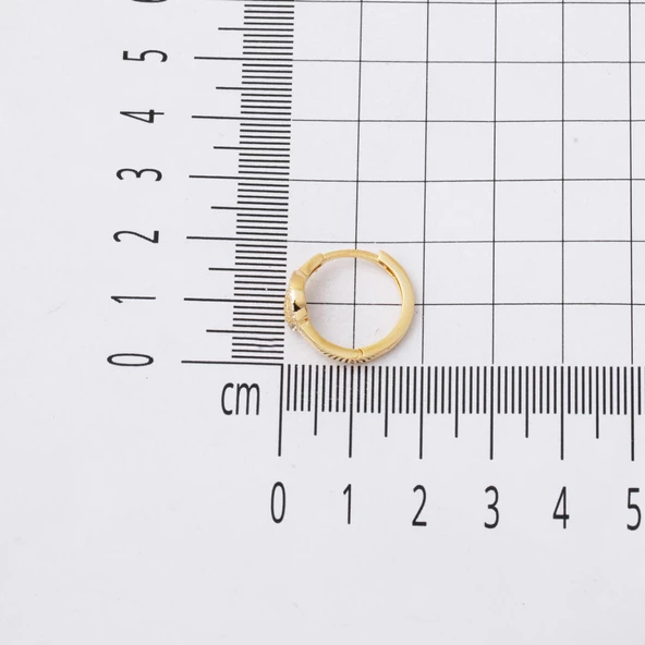 Baget Model Sarı Altın Halka Küpe - Resim 4