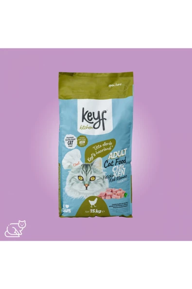 KEYF KEYF TAVUKLU KEDİ MAMASI 15 KG