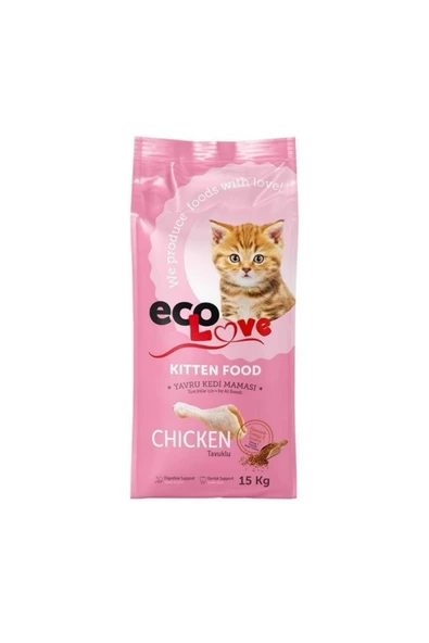 ECOLOVE ECOLOVE KITTEN TAVUKLU YAVRU KEDİ MAMASI 15 KG