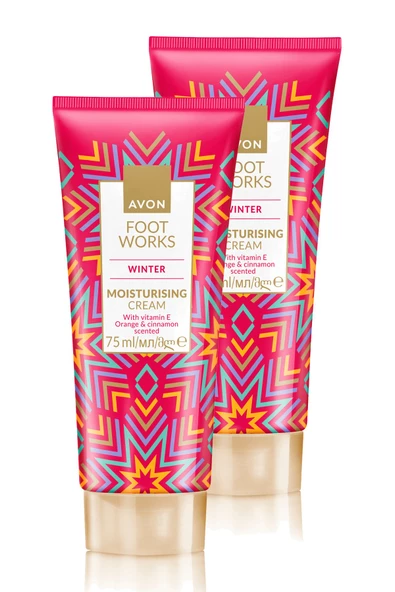 AVON Foot Work Winter Portakal ve Tarçın Kokulu E Vitaminli Nemlendirici Ayak Kremi 75 Ml. İkili Set
