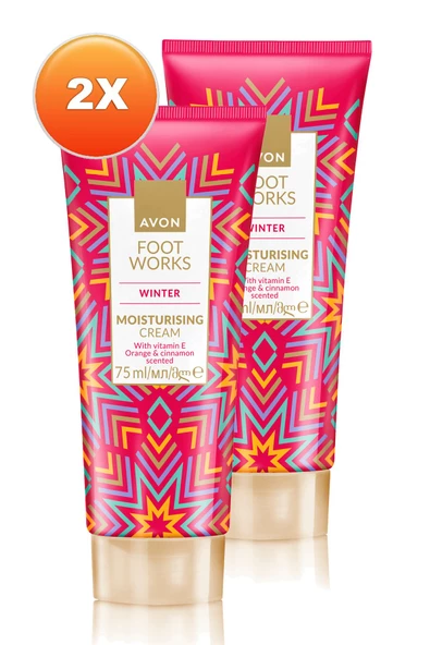 AVON Foot Work Winter Portakal ve Tarçın Kokulu E Vitaminli Nemlendirici Ayak Kremi 75 Ml. İkili Set - 2