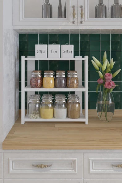 Durusilya Mobilya Baharatlık Çok Amaçlı Raf Tezgah Üstü Üç Katlı Baharatlık Tyc00568044323, One Size - 4