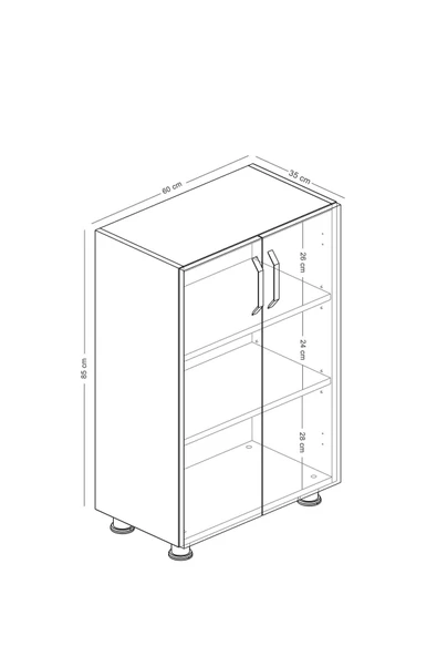 Durusilya Mobilya Çok Amaçlı Mutfak Banyo Balkon Kiler Dolabı Çift Kapaklı Dr2001, One Size - 5