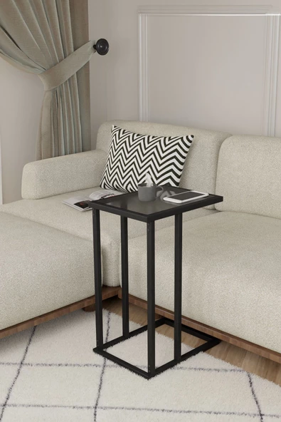 Durusilya Mobilya Camlı C Ayak Sehpa Zigon Sehpa Yan Sehpa - 6