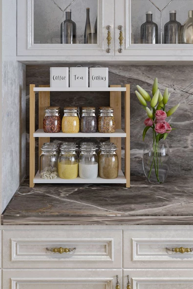 Durusilya Mobilya Baharatlık Çok Amaçlı Raf Tezgah Üstü Üç Katlı Baharatlık - 2