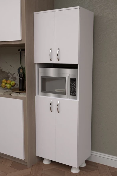 Durusilya Fırın Mikro Dalga Bölmeli Alt Üst Kapaklı Çok Amaçlı Mutfak Balkon Dolabı Dört Kapaklı, One Size - 7