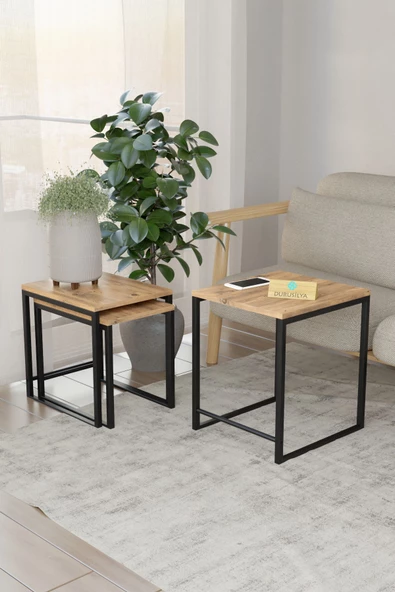 Durusilya Mobilya Zigon Sehpa , Metal Üçlü Zigon Sehpa , 3 lü Sehpa - 2