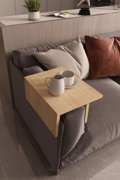 Durusilya Koltuk Yan Sehpa Kolçak Sehpası Meşe Renk Kolçak Yan Sehpa Meşe