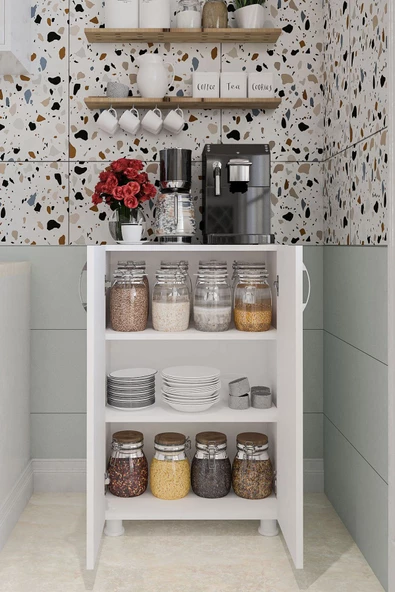 Durusilya Mobilya Çok Amaçlı Mutfak Banyo Balkon Kiler Dolabı Çift Kapaklı Dr2001, One Size - 2