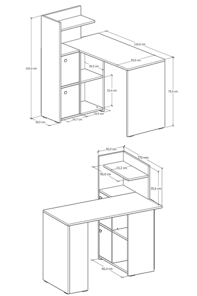 Durusilya Mobilya L Çalışma Masası Kitaplıklı Dolaplı Sol Yön Safir Meşe - 6