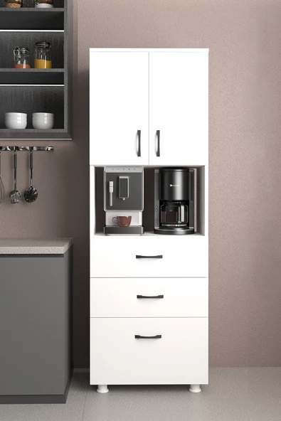 Durusilya Mobilya Fırın Mikro Dalga Bölmeli Kapaklı Çekmeceli Çok Amaçlı Boy Mutfak Balkon Dolabı Dr1002, One Size - 5