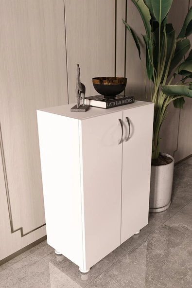 Durusilya Mobilya Ayakkabılık Dolabı Çift Kapaklı 2 Raflı Çok Amaçlı Dolap - 3