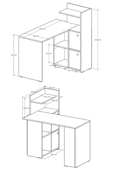 Durusilya Mobilya L Çalışma Masası Kitaplıklı Dolaplı Beyaz - 4