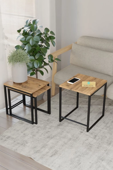 Durusilya Mobilya Zigon Sehpa , Metal Üçlü Zigon Sehpa , 3 lü Sehpa - 5