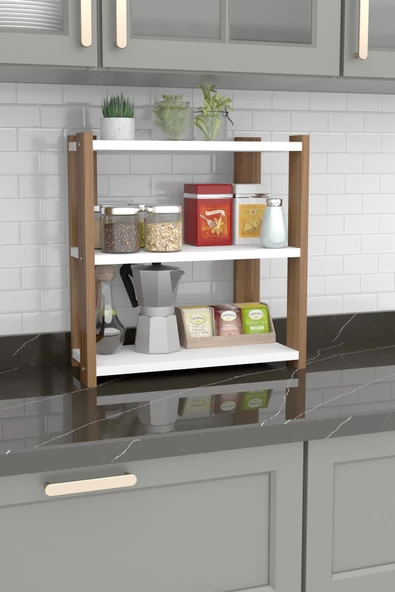 Durusilya Mobilya Baharatlık Çok Amaçlı Raf Tezgah Üstü Üç Katlı Baharatlık - 2