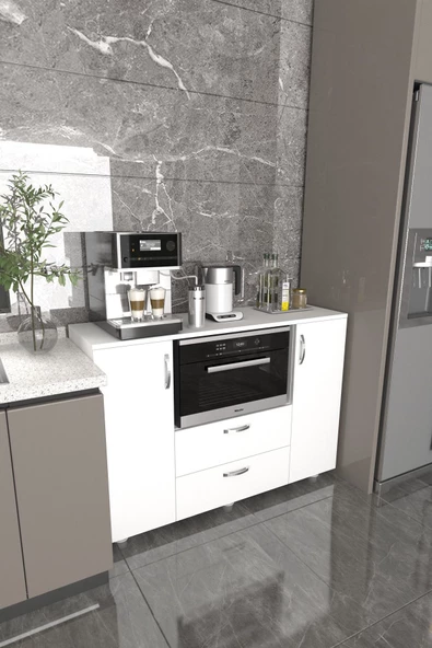 Durusilya Mobilya Fırın Mikro Dalga Bölmeli Kapaklı Çekmeceli Çok Amaçlı Mutfak Balkon Dolabı Fırın Bölme, One Size - 5