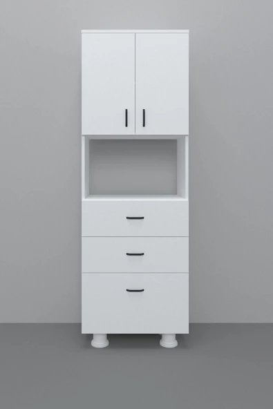 Durusilya Mobilya Fırın Mikro Dalga Bölmeli Kapaklı Çekmeceli Çok Amaçlı Boy Mutfak Balkon Dolabı Dr1002, One Size - 8