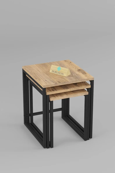 Durusilya Mobilya Zigon Sehpa , Metal Üçlü Zigon Sehpa , 3 lü Sehpa - 7