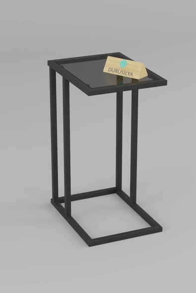 Durusilya Mobilya Camlı C Ayak Sehpa Zigon Sehpa Yan Sehpa - 7