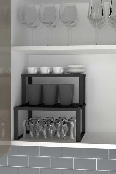 Durusilya Mobilya Metal Dolap Içi Raf Düzenleyici Büyük Boy Tezgah Üstü Düzenleyici Mutfak Metal Raf Metal Organizer - 4