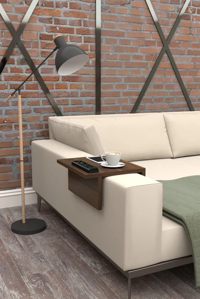 Durusilya Koltuk Yan Sehpa Kolçak Sehpası Kolçak Yan Sehpa Ceviz Renk, One Size - 2