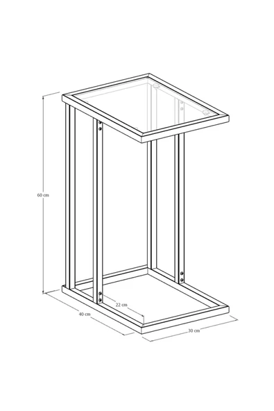 Durusilya Mobilya Camlı C Ayak Sehpa Zigon Sehpa Yan Sehpa - 3