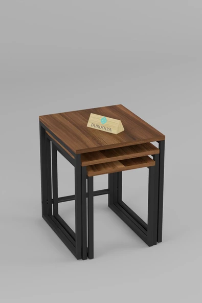 Durusilya Mobilya Zigon Sehpa , Metal Üçlü Zigon Sehpa , 3 lü Sehpa - 8