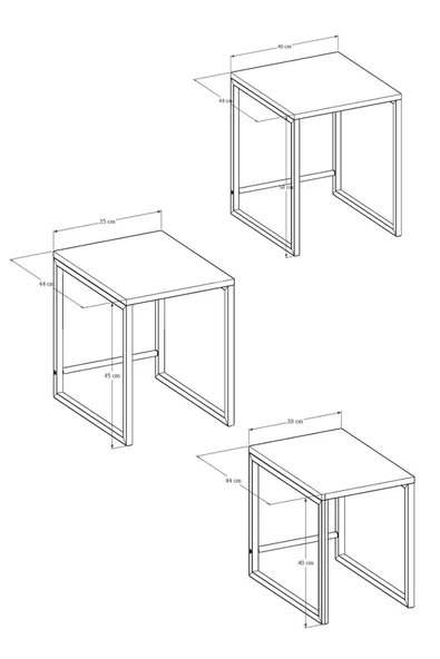 Durusilya Mobilya Zigon Sehpa , Metal Üçlü Zigon Sehpa , 3 lü Sehpa - 3