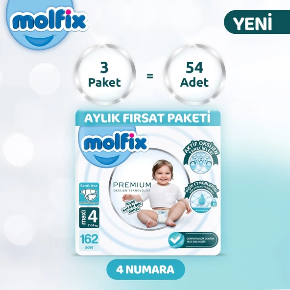 Molfix Premium Aylık Fırsat Paketi 4 Beden 162 Adet - Resim 2