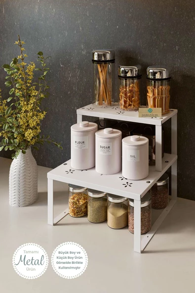 Durusilya Mobilya Metal Dolap Içi Raf Düzenleyici Büyük Boy Tezgah Üstü Düzenleyici Metal Organizer - 6
