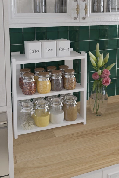 Durusilya Mobilya Baharatlık Çok Amaçlı Raf Tezgah Üstü Üç Katlı Baharatlık Tyc00568044323, One Size - 3