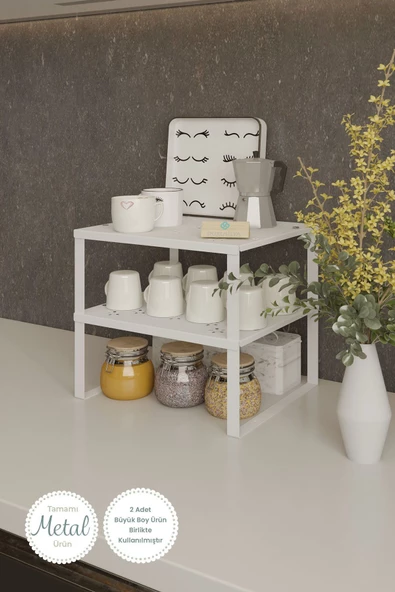 Durusilya Mobilya Metal Dolap Içi Raf Düzenleyici Büyük Boy Tezgah Üstü Düzenleyici Metal Organizer - 5
