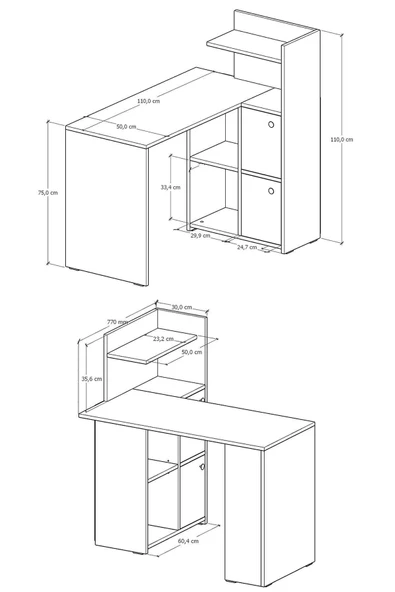 Durusilya Mobilya L Çalışma Masası Kitaplıklı Dolaplı - 3