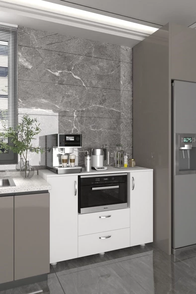 Durusilya Mobilya Fırın Mikro Dalga Bölmeli Kapaklı Çekmeceli Çok Amaçlı Mutfak Balkon Dolabı Fırın Bölme, One Size - 4