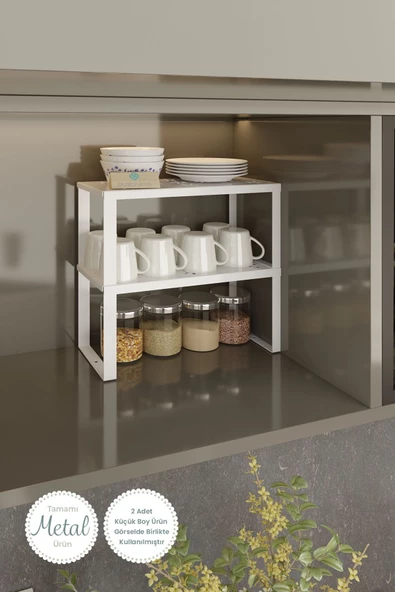 Durusilya Mobilya Metal Dolap Içi Raf Düzenleyici Küçük Boy Tezgah Üstü Düzenleyici Metal Organizer - 4